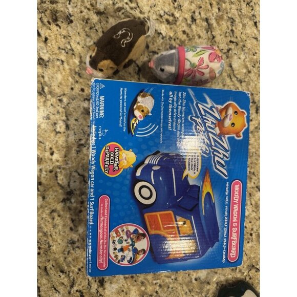 Zhu Zhu Pets Woody Wagon Car With Surfboard TWO Hamsters - Picture 1 of 2